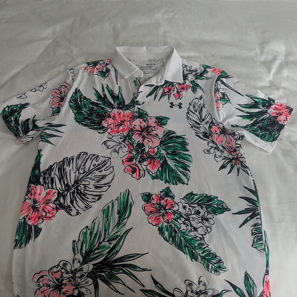 Under Armour Men's Tropical Polo Shirt - White and Green